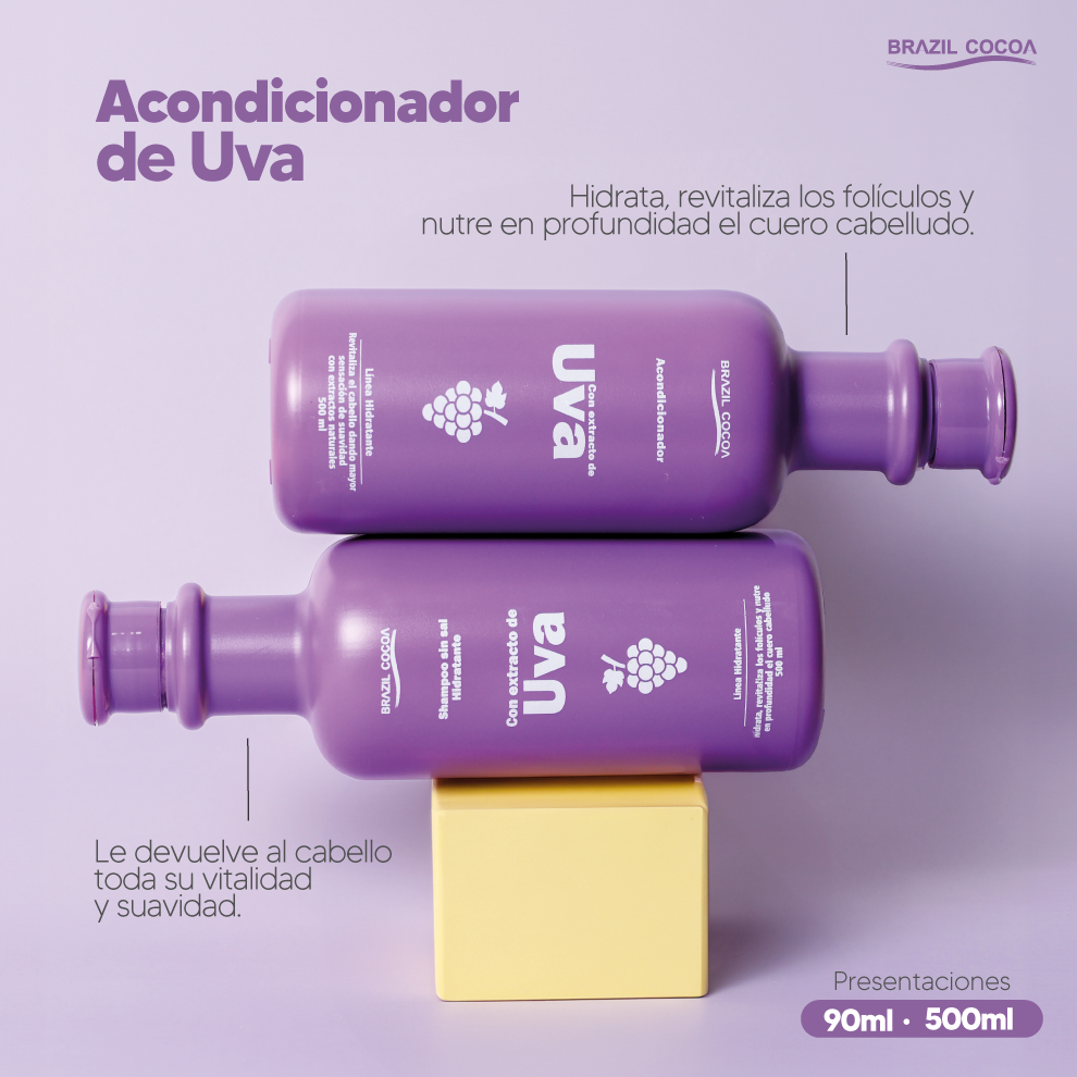 Kit Hidratante Uva X 500ml (Shampoo Uva + Tratamiento Uva)