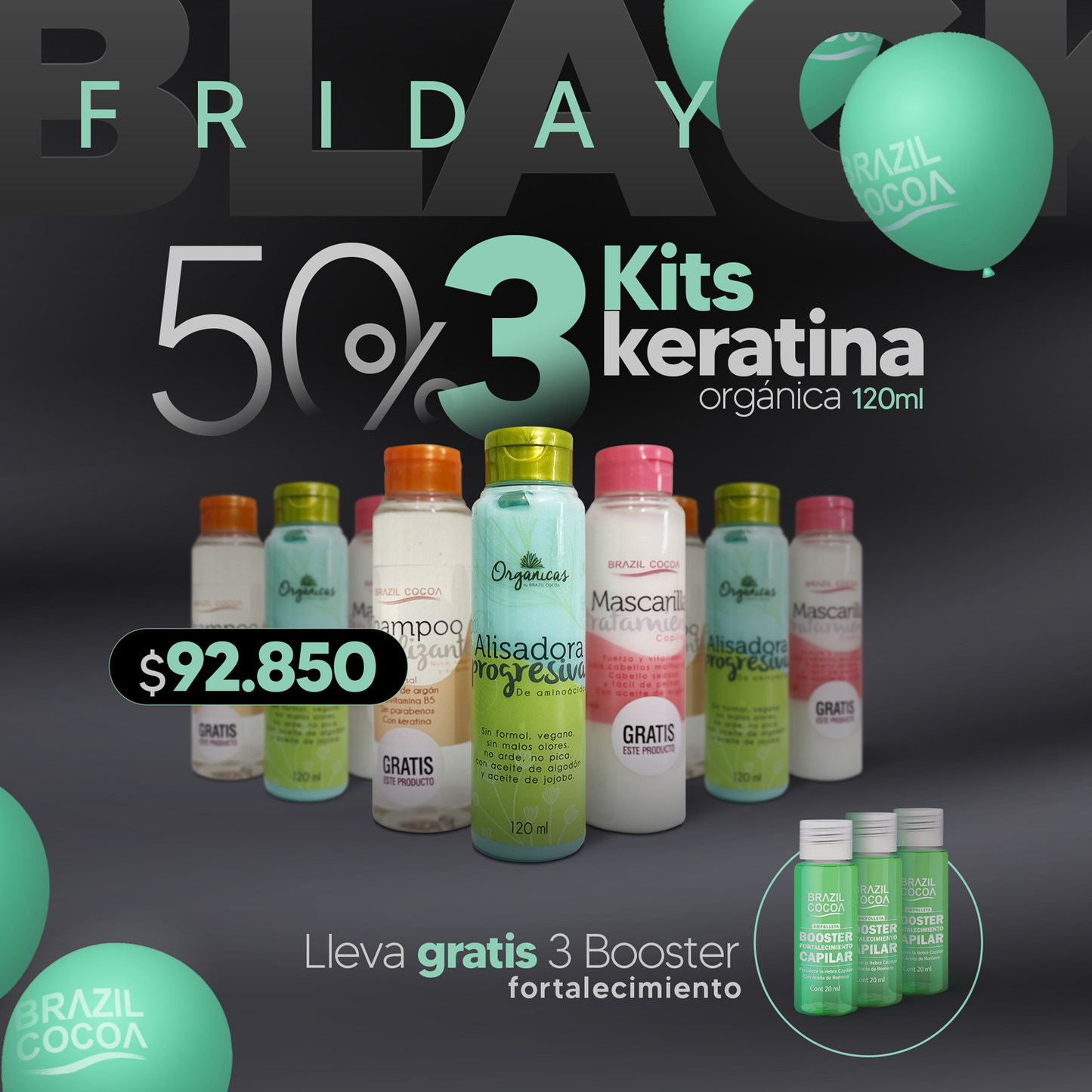 🔥BLACK FRIDAY 3 KITS KERATINA ORGÁNICA 120ML 50% DESCUENTO (3 booster gratis)