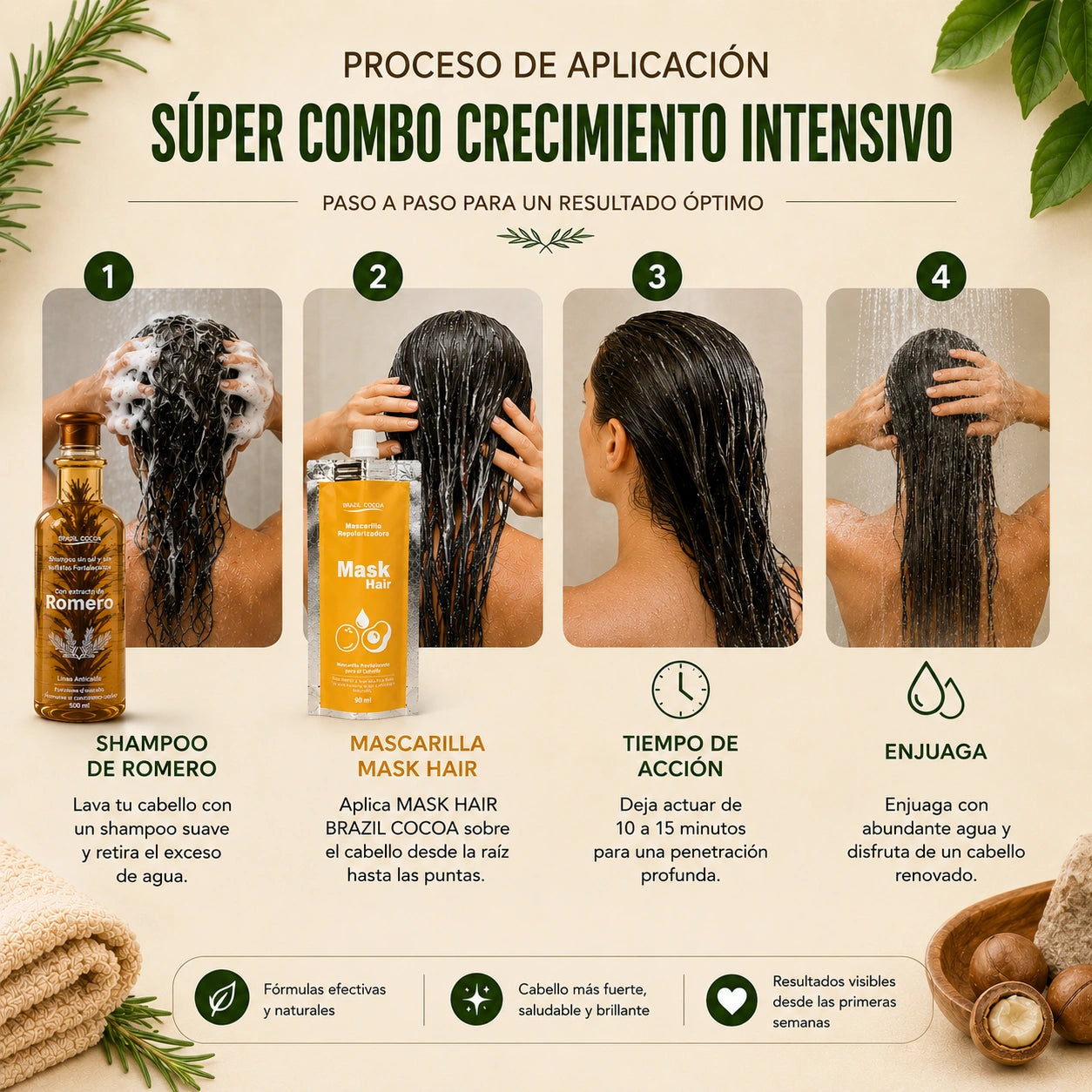 Shampoo de Romero 500ml Gratis Acondicionador de Uva X 90ml