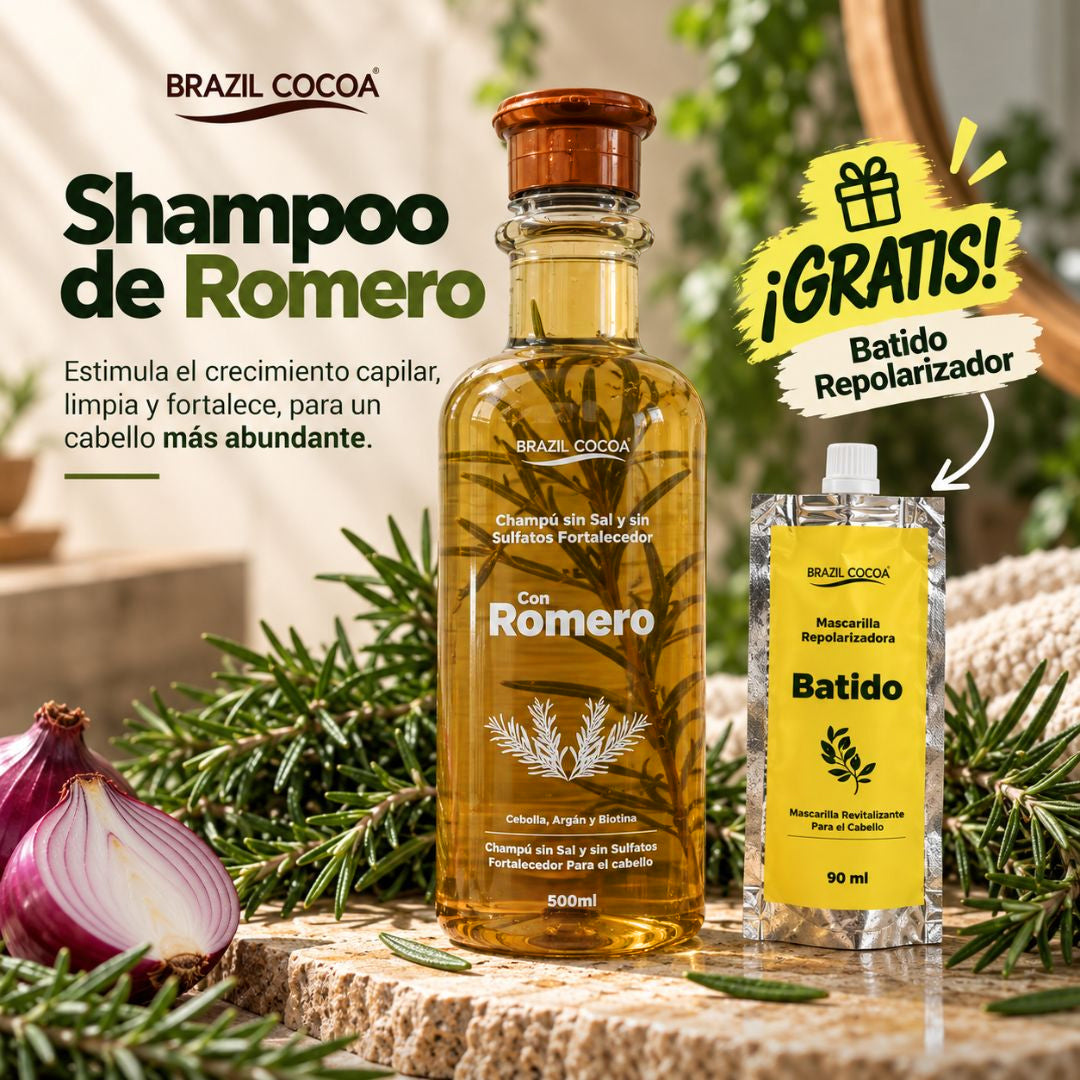 Shampoo de Romero 500ml Gratis Batido Repolarizador