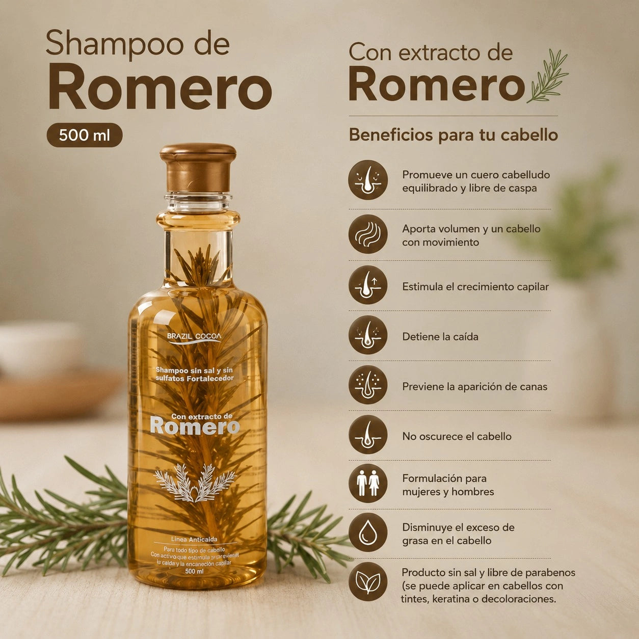 Shampoo de Romero X 500ml + Tratamiento  Acondicionador de Uva X 90ml (Precio Especial)