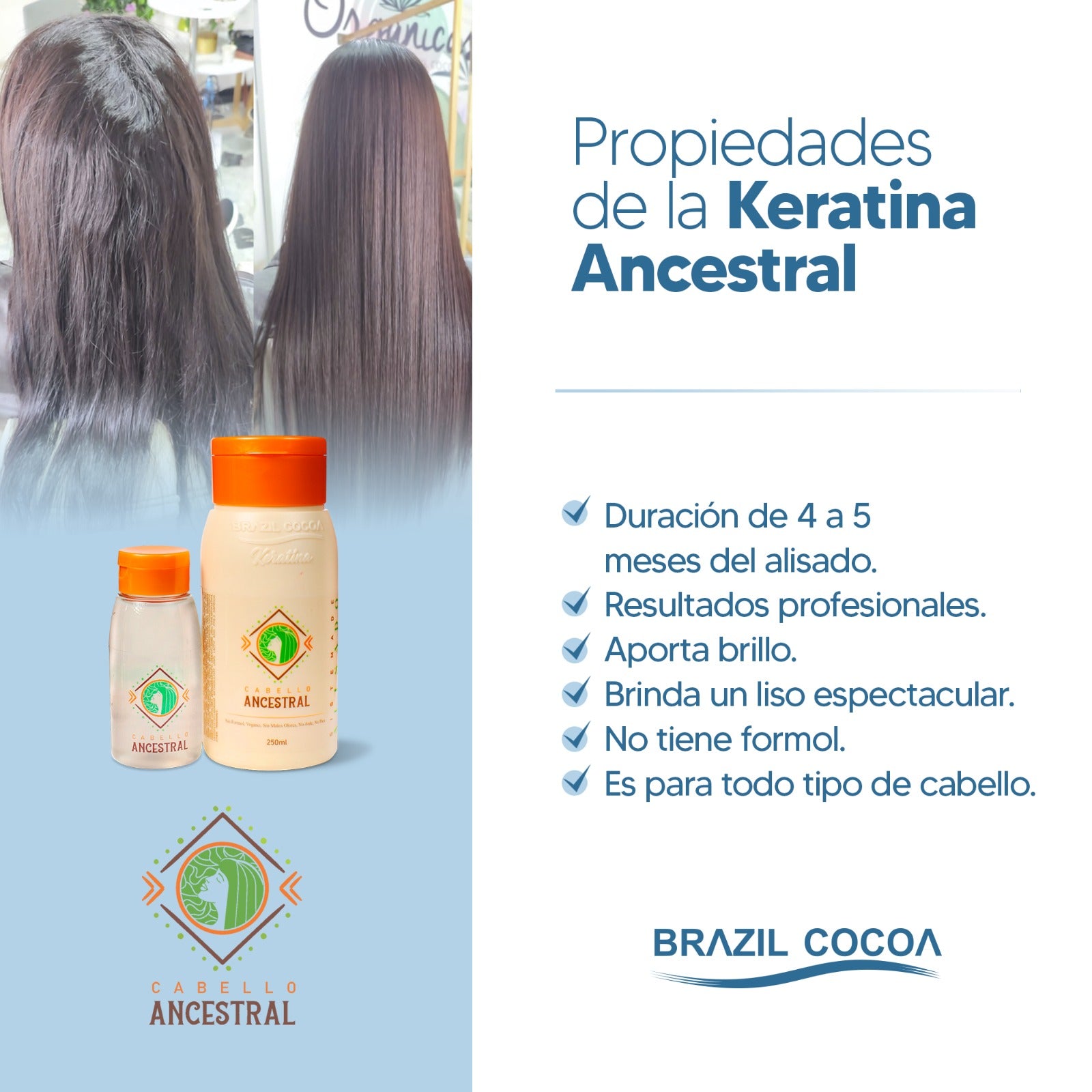 Keratina Ancestral X 250ml (Sin formol) – Brazil Cocoa
